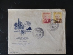 43/726   FDC  TURC   1957  TIMBRES DEFECTEUX - Lettres & Documents