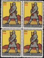 Schweiz Soldatenmarke 1939/40 Grenz-Brigade 4 Viererblock ** Postfrisch - Vignettes