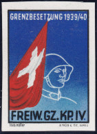 Schweiz Soldatenmarke 1939/40 Freiwillige Grenztruppen Freiw.GZ.KP.IV. Geschnitten * Falz - Labels