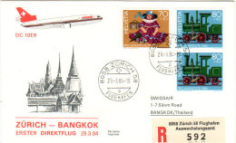 Zurich Bangkok 1984 Via Swissair - Inaugural Flight - 1er Vol Erstflug - Suisse - Thailande Siam Thailand - Eerste Vluchten