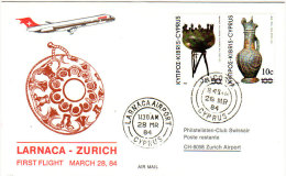 Larnaca Zurich 1984 Via Swissair - Inaugural Flight - 1er Vol Erstflug - Cyprus Chypre Zypern Suisse - Covers & Documents