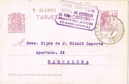 9964. Entero Postal MONTBLANCH (tarragona) 1934. Republica - 1931-....
