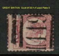 GREAT BRITAIN    Scott  # 58 F-VF USED PLATE 5 - Usados