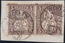 Heimat AG WOHLEN 1882-05-19 Briefstück Mit Paar Zu#45 5Rp Auf Sitzende Helvetia Mit Fasern - Used Stamps