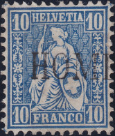 Heimat ZH HOMBRECHTIKON 186? Langstempel Auf Zu#31 10Rp Blau Sitzende Helvetia - Used Stamps