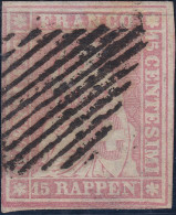 Schweiz 1856 Strubel Zu#24F DünnesPapier Befund - Gebraucht