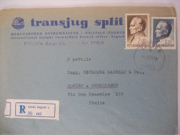 Yougoslavie Lettre Recommande De Zagreb 1971 Pour Torino - Cartas & Documentos