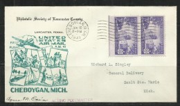 UNITED STATES STATI USA 12 JUN 1941 CHEBOYGAN MICH SAULT SAINTE MARIE FIRST FLIGHT FDC COVER - 1941-1950