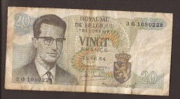 België Belgique Belgium 15 06 1964 20 Francs Atomium Baudouin. 3 O 1080228 - 20 Franchi