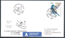 Norway 1994 Paralympic Games Airmail Cover; Alpine Skiing Stamp And Cancellation - Hiver 1994: Lillehammer