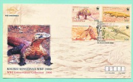 C09005 - Indonesia / First Day Cover (2000) Jakarta: WWF - Varanus Komodoensis (2x National FDC !) - Lettres & Documents