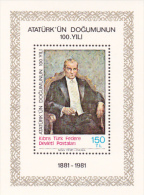 Turkish Republic Of Northern Cyprus 1981 Ataturk Birth Centenary Miniature Sheet MNH - Briefe U. Dokumente