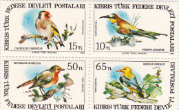 Turkish Republic Of Northern Cyprus 1983 Birds Block 4 MNH - Covers & Documents