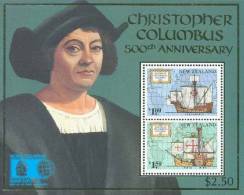 1992 New Zealand Columbus Stamps S/s Map Sailboat Ship Famous - Ongebruikt