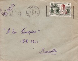 BANGUI OUBANGUI CHARI AFRIQUE COLONIE FRANCAISE LETTRE PAR AVION VIA FRANCE LIEUTENANT GOUVERNEUR CUREAU MARCOPHILIE - Lettres & Documents