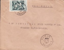 OUIDAH DAHOMEY AFRIQUE COLONIE FRANCAISE LETTRE PAR AVION POUR LA FRANCE STAMP TIMBRE LA CAFE MARCOPHILIE - Storia Postale