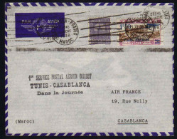 TUNISIE - TUNIS / 1938 PREMIER VOL TUNIS - CASABLANCA (ref 5566) - Covers & Documents