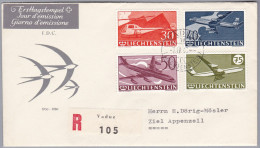 Liechtenstein 1960-IV-7 Vaduz FDC R-Brief Nach Ziel Appenzell - Cartas & Documentos