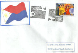 Hommage à La Population Philippine D'Andorre. Une Lettre FDC D'Andorre Español Adressée En Catalogne. - Brieven En Documenten