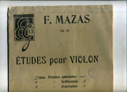 - F. MAZAS . OP.36 . ETUDES POUR VIOLON . - M-O