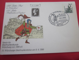 Deutsche Bundespost Allemagne Entiers Postaux  Wurzburg  8/4/1990 > 500 Jahre Post >> One Penny > 6..5.1840 - Cartoline Illustrate - Usati