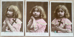 Cpa TOP LOT 3X Serie  PHOTO  E.O.K . Serie 3054 Enfant Fille Fillette Priere Croix Crucifix - Collezioni & Lotti