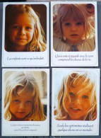 LOT 4X Serie PHOTO Veritable PORTRAIT Enfant Fille Fillette Blonde Et Proverbe Poeme Phrase Moral Houtland Belgique - Collections, Lots & Séries