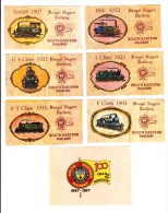 SET OF 7 LABEL ISSUED ON CENTENARY CELEBRATION OF SOUTH EASTERN RAILWAY [ BENGAL NAGPUR RAILWAY ] ON 1987 - Chemin De Fer