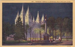 Mormon Temple Illuminated Salt Lake City Utah - Salt Lake City