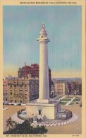 Washington Monument And Lafayette Statue Mount Vernon Place Baltimore Maryland 1947 - Baltimore