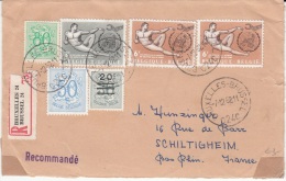 BELGIUM REGISTERED COVER 07/12/1962 COB 857, 1027A, 1173 & 1232 BRUXELLES VERS SCHILTIGHEIM FRANCE - 1951-1975 Heraldic Lion
