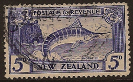 NZ 1935 5d Swordfish P12.5 U SG 584b PT284 - Usati