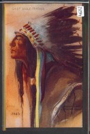 INDIAN - CHIEF EAGLE FEATHER  - CARTE EN RELIEF - PRÄGE KARTE - EMBOSSED CARD - TB - Ohne Zuordnung