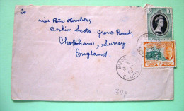 Leewards 1953 Cover Charlestown Nevis To England - Coronation (Scott 132 = 2.25 $) - Leeward  Islands