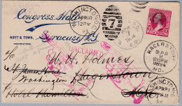 USA 1894-4-18 Washington Nach Hagerstown Und "Unclaimed" Zurück Gesendet - Storia Postale