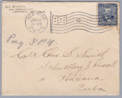 USA 1900-1-11 New-York Brief Nach Cuba (Stempel USA Flagge Mit Nummer 10) - Storia Postale