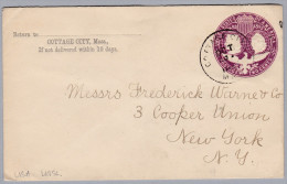 USA 1893-10-? Cottage City Ganzsache Nach New-York - Covers & Documents