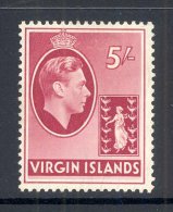 VIRGIN ISLANDS, 1938 5 Shilling On Chalky Paper Very Fine Light MM, Cat £70 - Iles Vièrges Britanniques