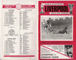 PROGRAMME MATCH LIVERPOOL V IPSWICH TOWN 1973 - Livres