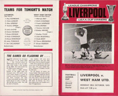 PROGRAMME MATCH LIVERPOOL V WEST HAM UNITED  1973 - Libri