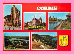 CPM CORBIE  Abbatiale , Hotel De Ville , Le Canal , Les Etangs - Corbie