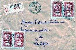 Lettre Recommande De GUELMA Pour La  Commune Mixte De La Séfia  ( Pli Avec 20 Valeurs) - Brieven En Documenten