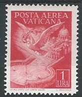 1947 VATICANO POSTA AEREA SOGGETTI VARI 1 LIRA MH * - ED - Airmail