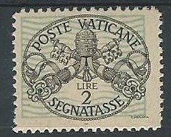 1945 VATICANO SEGNATASSE 2 LIRE MH * - ED2 - Segnatasse