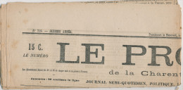 794/22 - Journal Complet Le Progrès De La Charente 1875 - TP 52 Cérès 4 Centimes Oblitéré Typo - Cérès Cote 900 EUR - Journaux