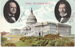 William Jennings Bryan & VP Candidate Kern Portrait, C1900s Vintage Postcard - Presidentes
