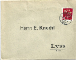 Brief  Tafers (Tavel) - Lyss  (zweisprachiger Stempel)       1945 - Briefe U. Dokumente