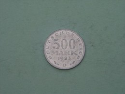 1923 D -  500 Mark / KM 36 ( Uncleaned Coin / For Grade, Please See Photo ) !! - 200 & 500 Mark