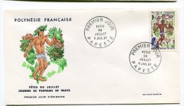 POLYNESIE FRANCAISE - Enveloppe PJ - Fêtes Du Juillet - Courses De Porteurs De Fruits - N° YT 50 Du 11 Juillet 1967 - FDC