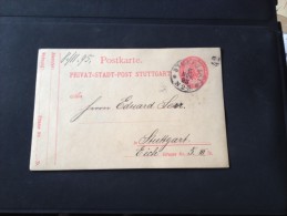 Ganzsache Postkarte Privat Post Stuttgart 1895 Lind Maschinenfabrik - Autres & Non Classés